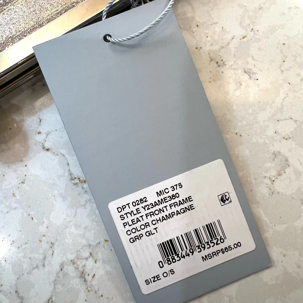 Antonio Melani Pleat Front Metallic Clutch Champagne Fabric Silver Hardware NWT